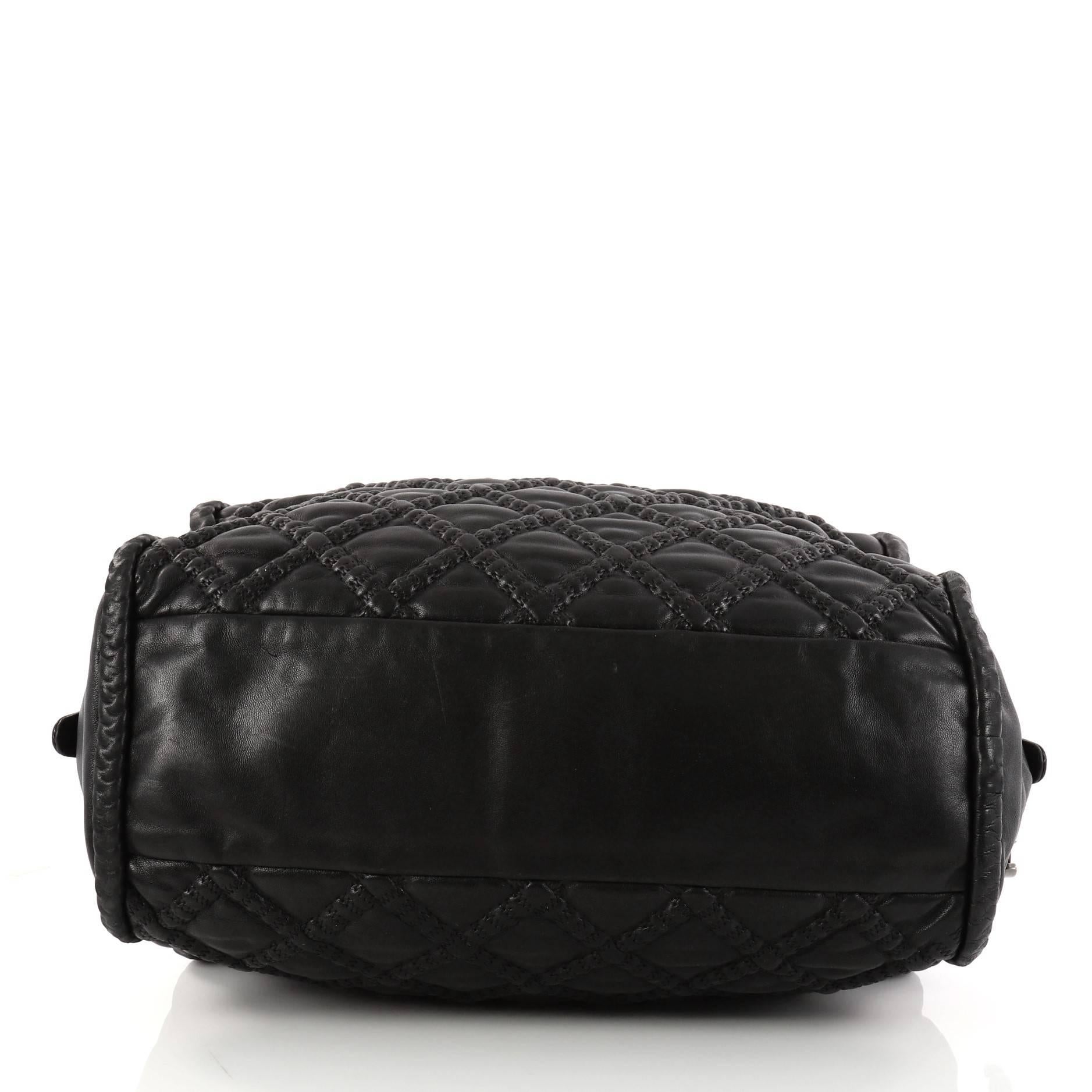 Black Chanel Quilted Lambskin Large Hidden Chain Bowler Bag 