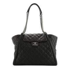 Chanel Hidden Chain Flap Satchel Quilted Iridescent Calfskin Large