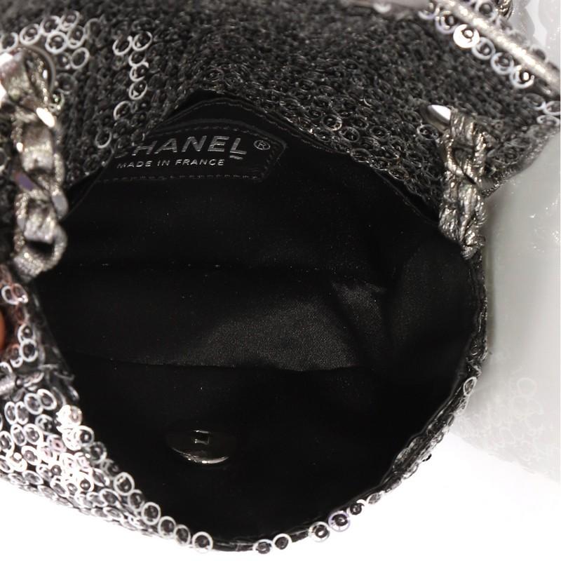 Black Chanel Hidden Sequins Flap Bag Quilted Sequins Extra Mini