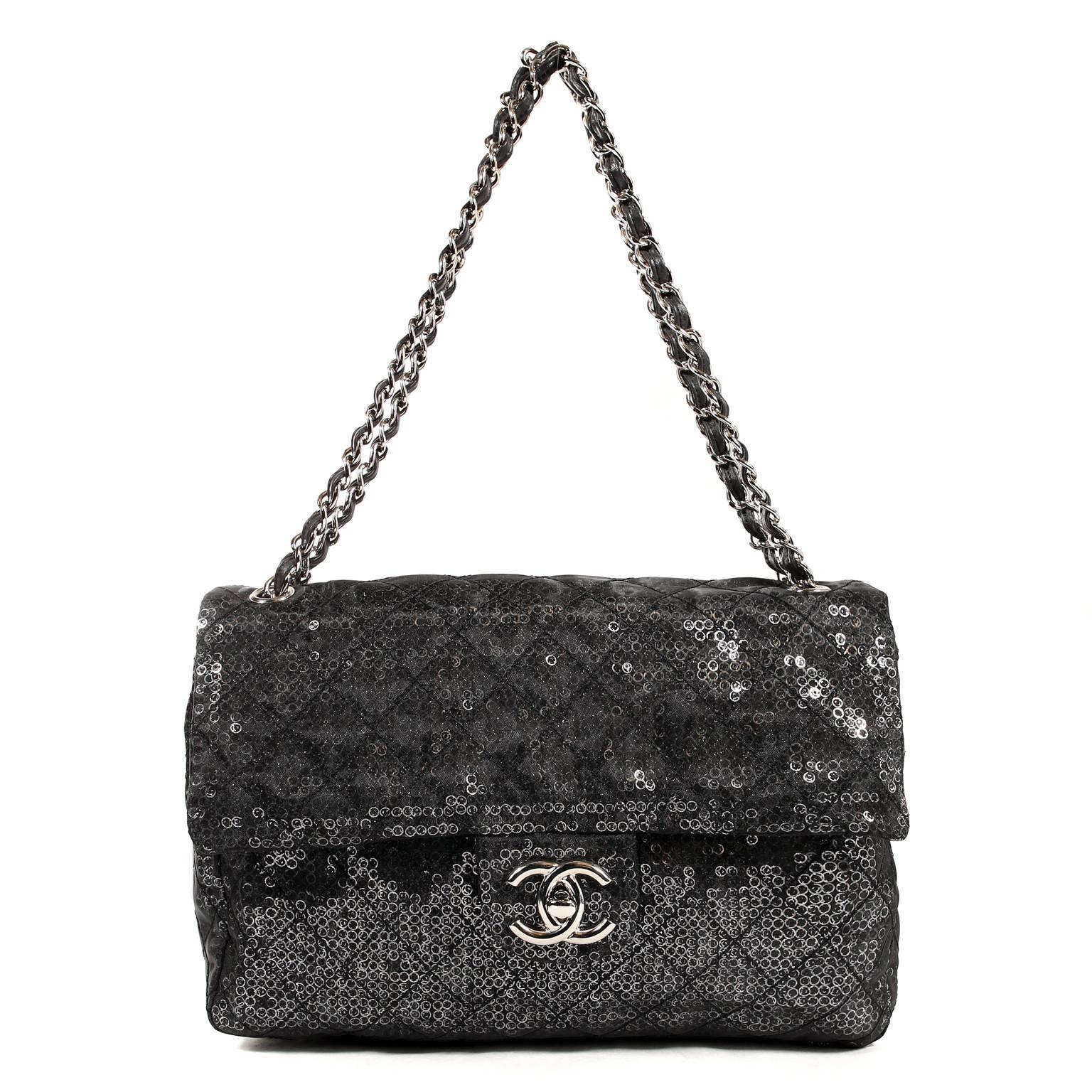 Chanel Hidden Sequins Jumbo Classic Flap Bag 7