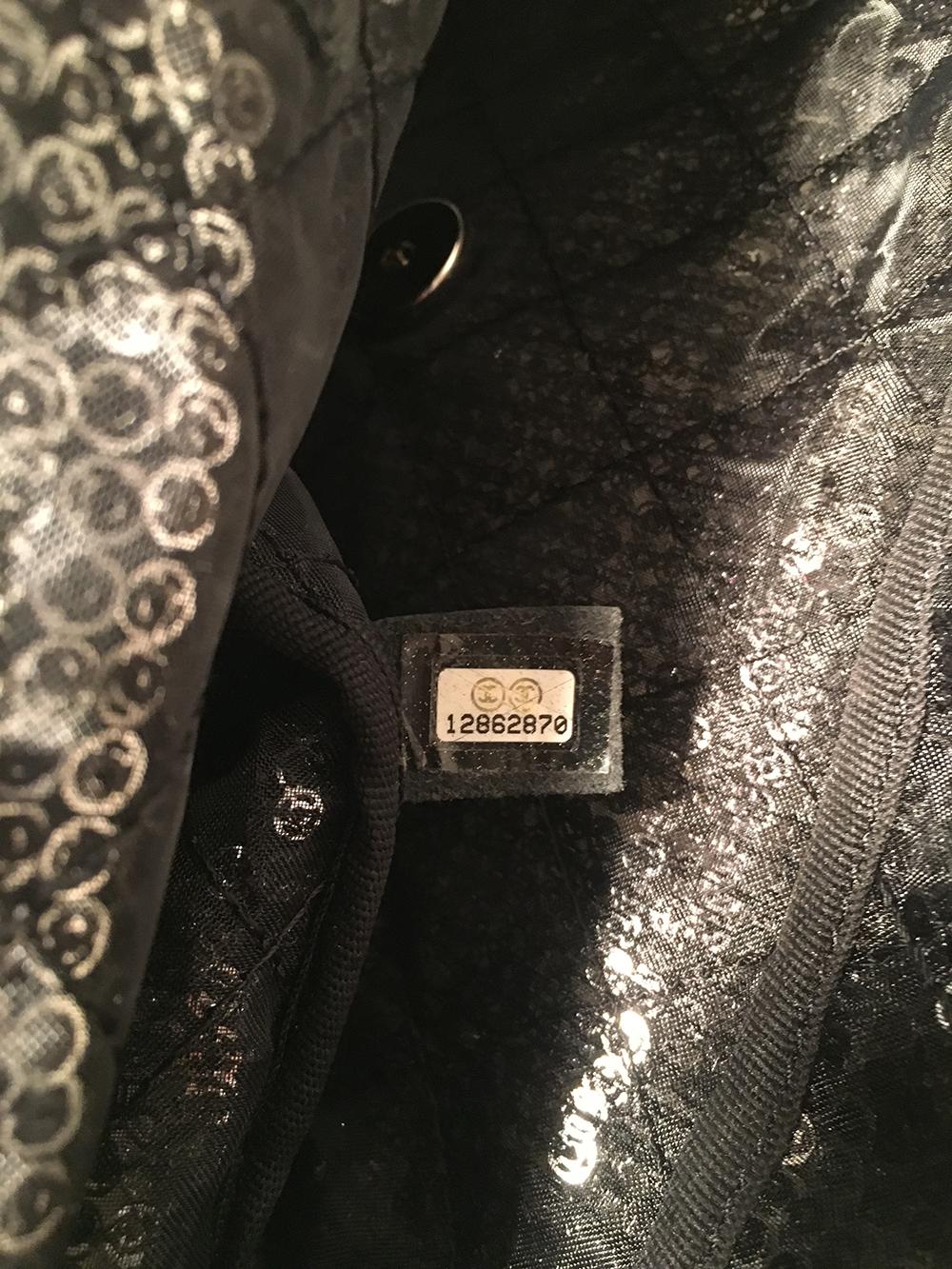 Women's Chanel Hidden Sequins Mesh Jumbo Classic Flap Shoulder Bag