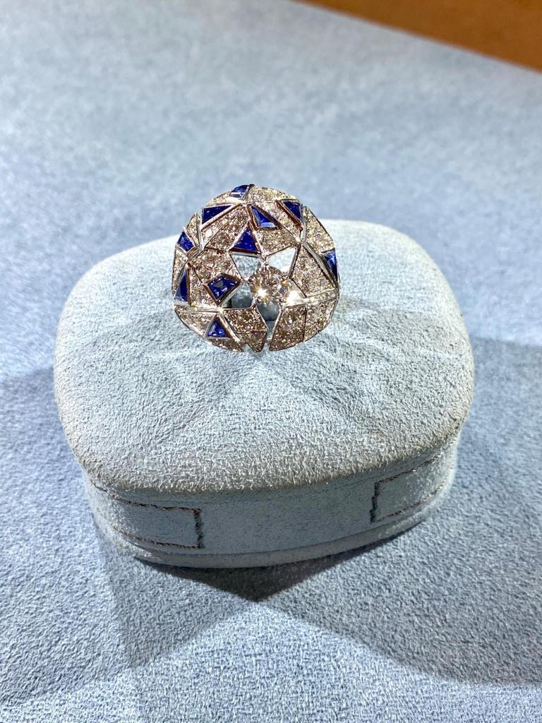 Chanel High Jewelry 18K White Gold, Sapphire and Diamond “Muse” Ring In Excellent Condition For Sale In Weston, MA
