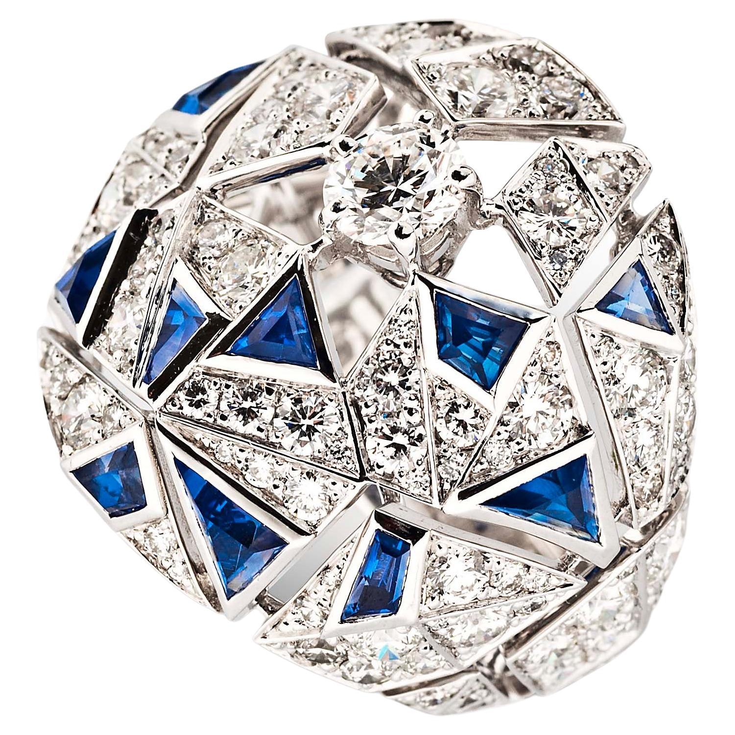 Chanel High Jewelry 18K White Gold, Sapphire and Diamond “Muse” Ring For Sale