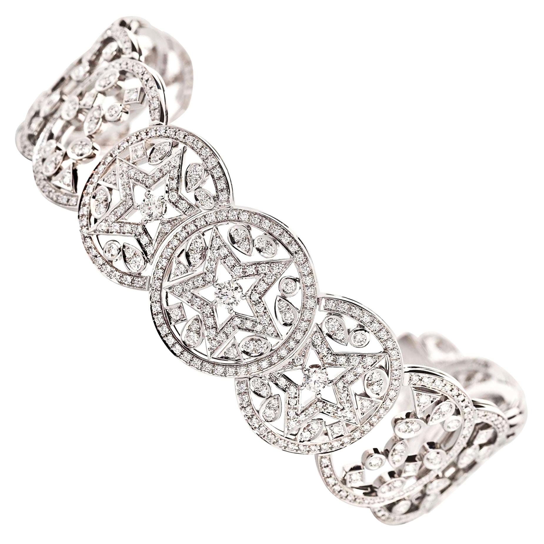 Art Deco Chanel High Jewelry White Gold and Diamond Bracelet, Les Intemporels Collection