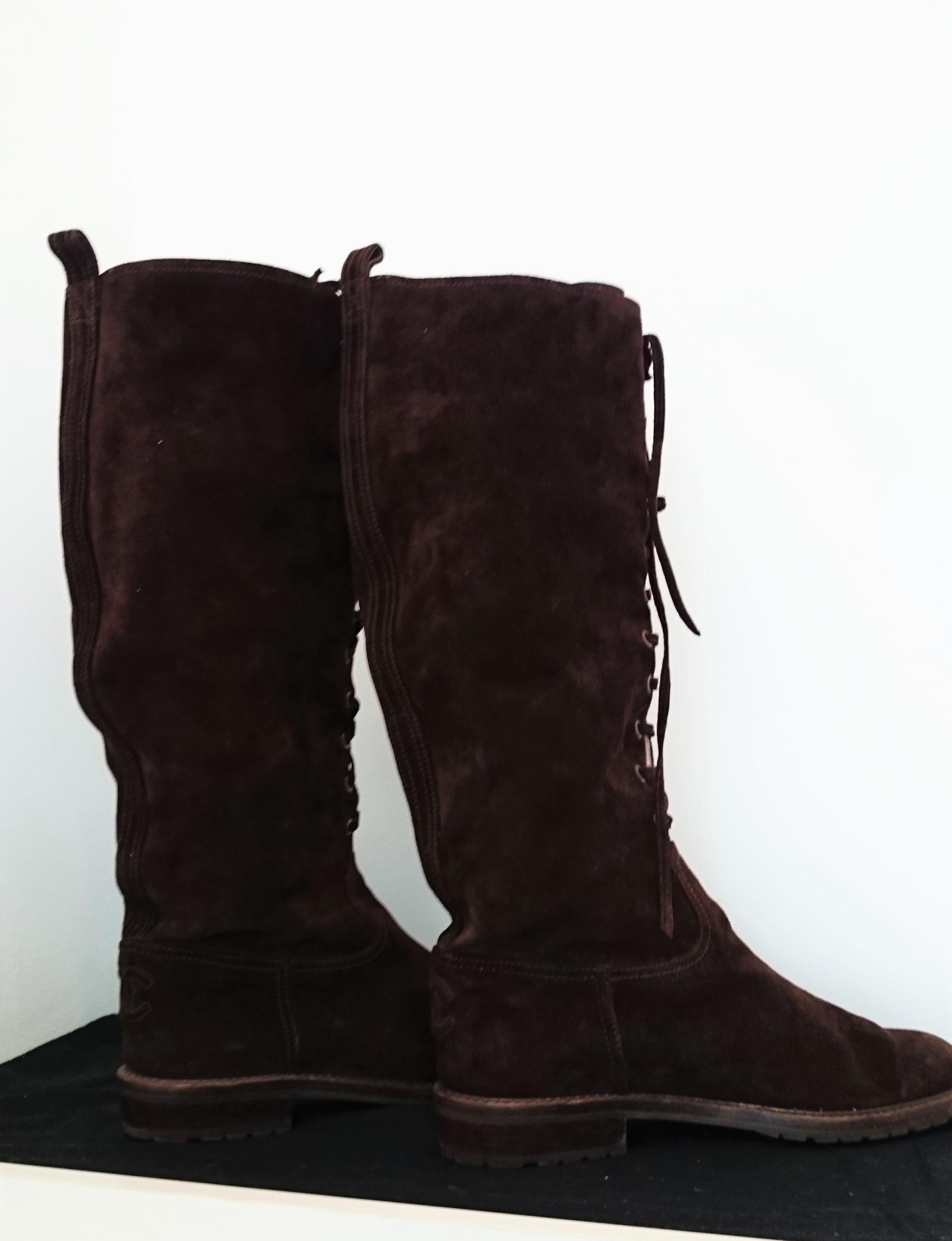 Chanel High Suede Minnetonka Boots For Sale 4