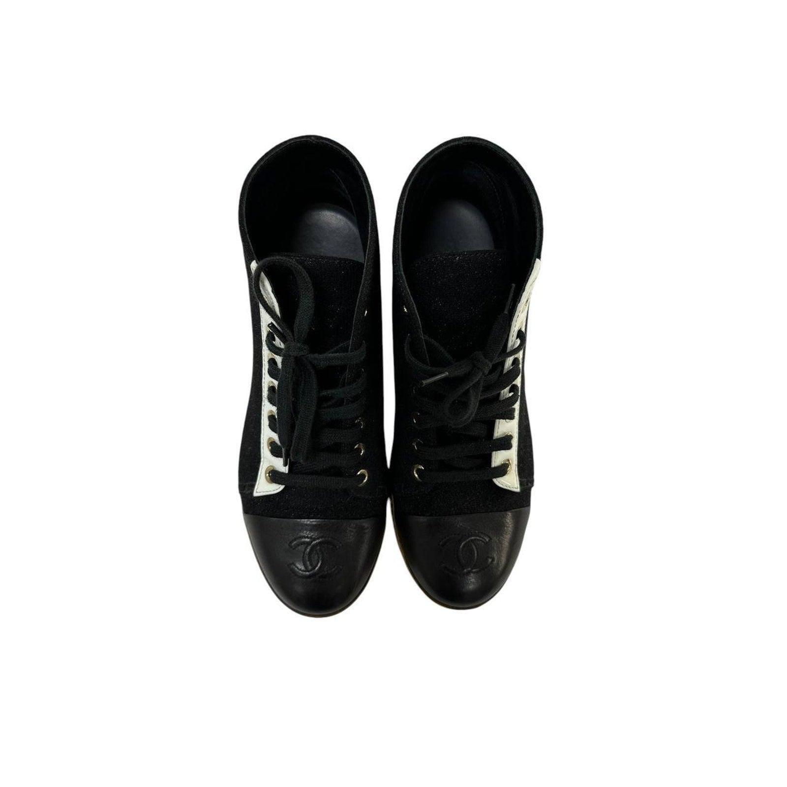 Chanel High-Top Glitter Textil Turnschuhe Booties Sz.36 im Angebot 1