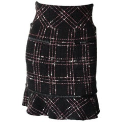 Chanel High Waisted Black, White and Pink  Plaid Skirt