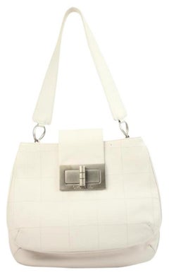 Vintage Chanel Hobo 2.55 Reissue Jumbo Classic Ccav72 White Leather Shoulder Bag