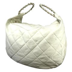 Chanel Hobo Chain Bracelet 220778 Light Gray Canvas Hobo Bag