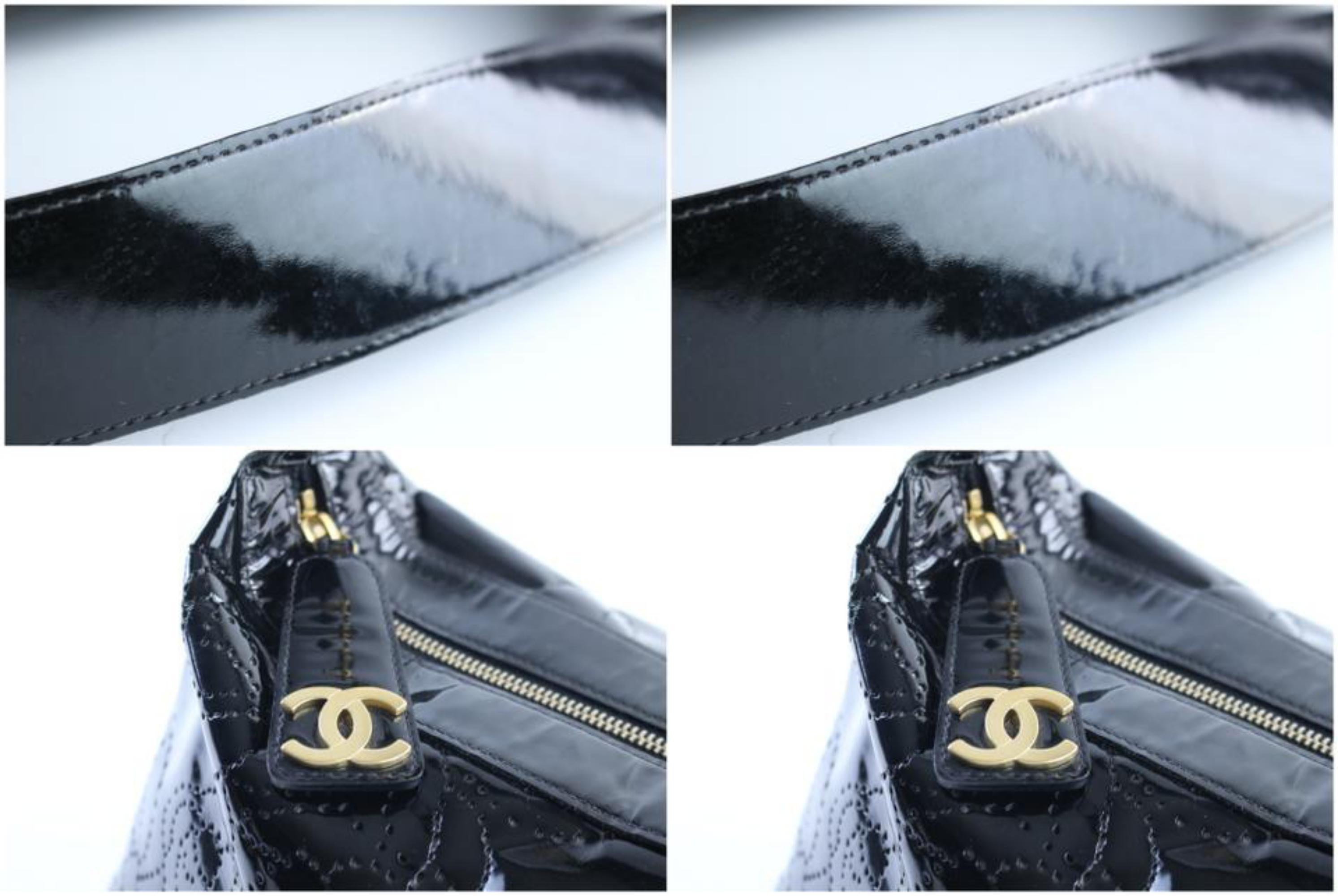 Chanel Hobo Embossed Camellia 7cr0326 Black Patent Leather Shoulder Bag For Sale 1