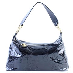 Chanel Hobo Embossed Camellia 7cr0326 Black Patent Leather Shoulder Bag