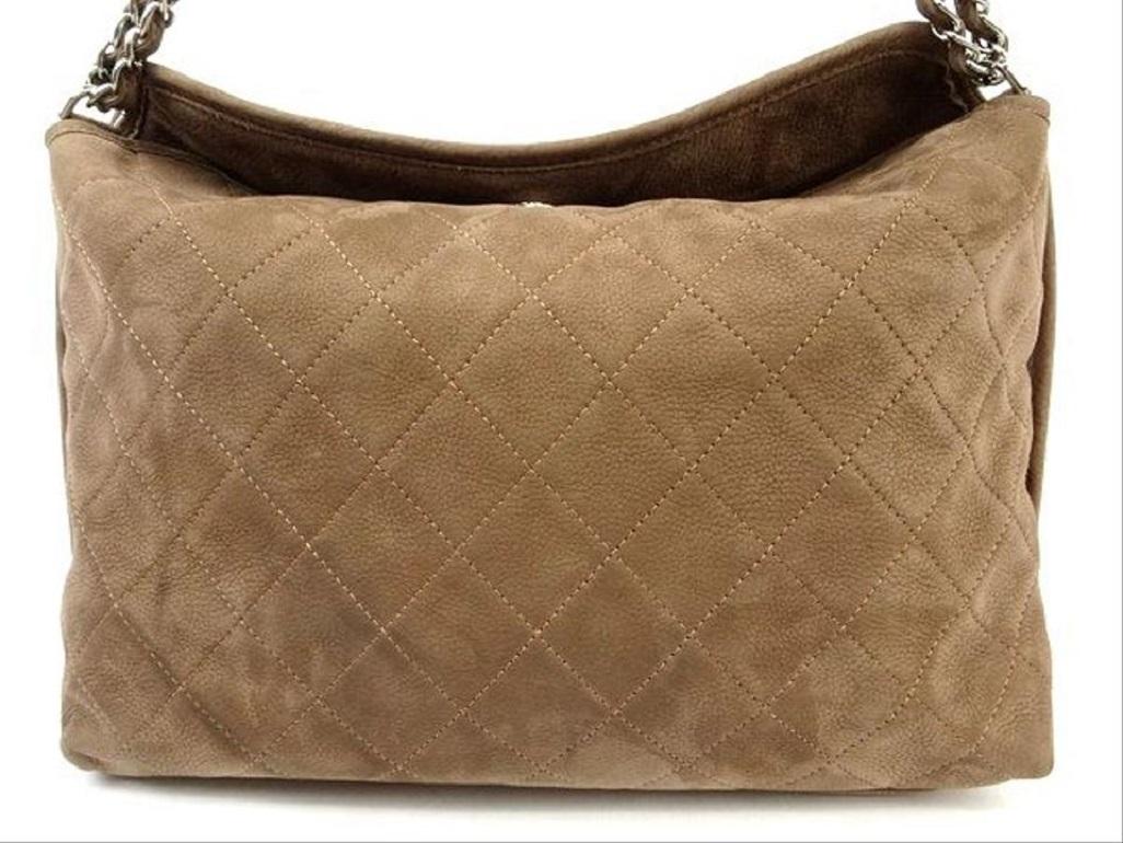 Chanel Hobo Extra Large Quilted 215439 Brown Suede Shoulder Bag 2