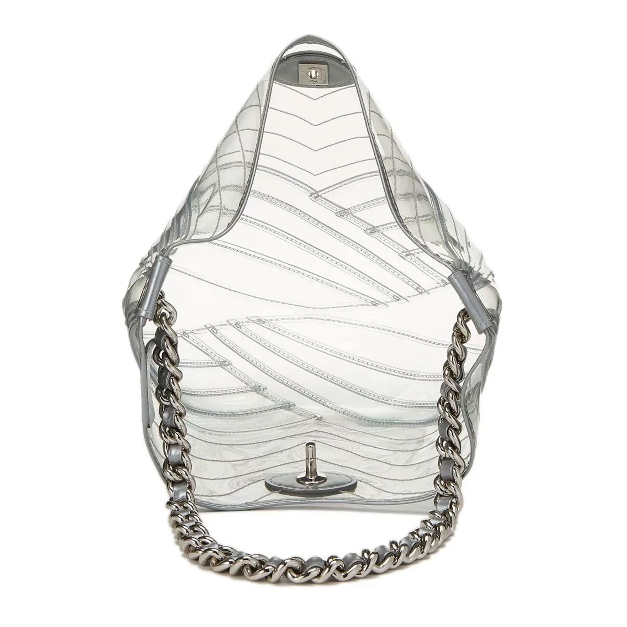 Chanel Hobo Handbag Transparent Teardrop Spring 2018 Clear Pvc Satchel In Good Condition For Sale In Miami, FL