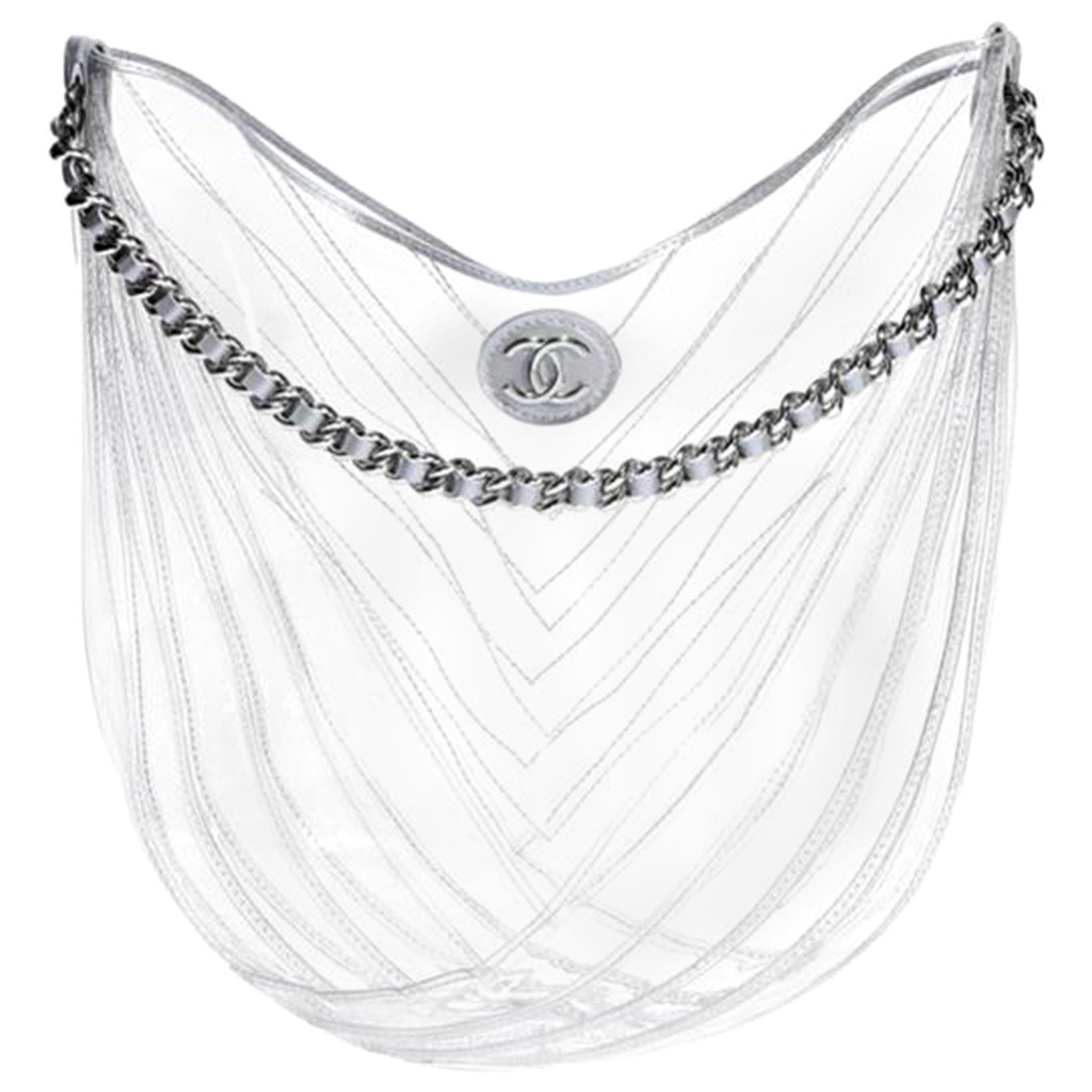 Sac à main Chanel Hobo transparent en forme de goutte d'eau, printemps 2018, sacoche transparente en PVC