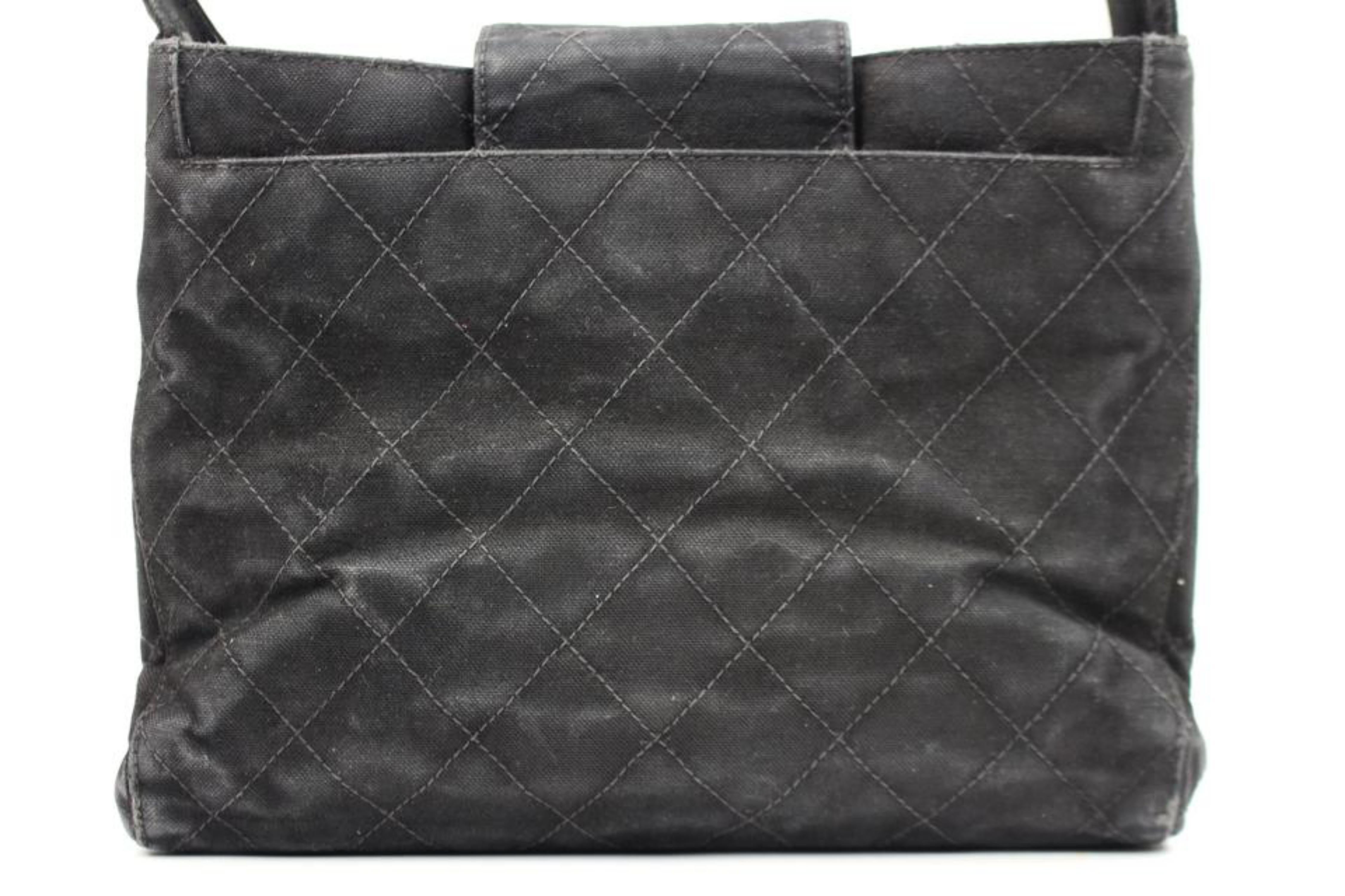 Chanel Hobo Quilted Ccty43 Black Canvas Shoulder Bag 1