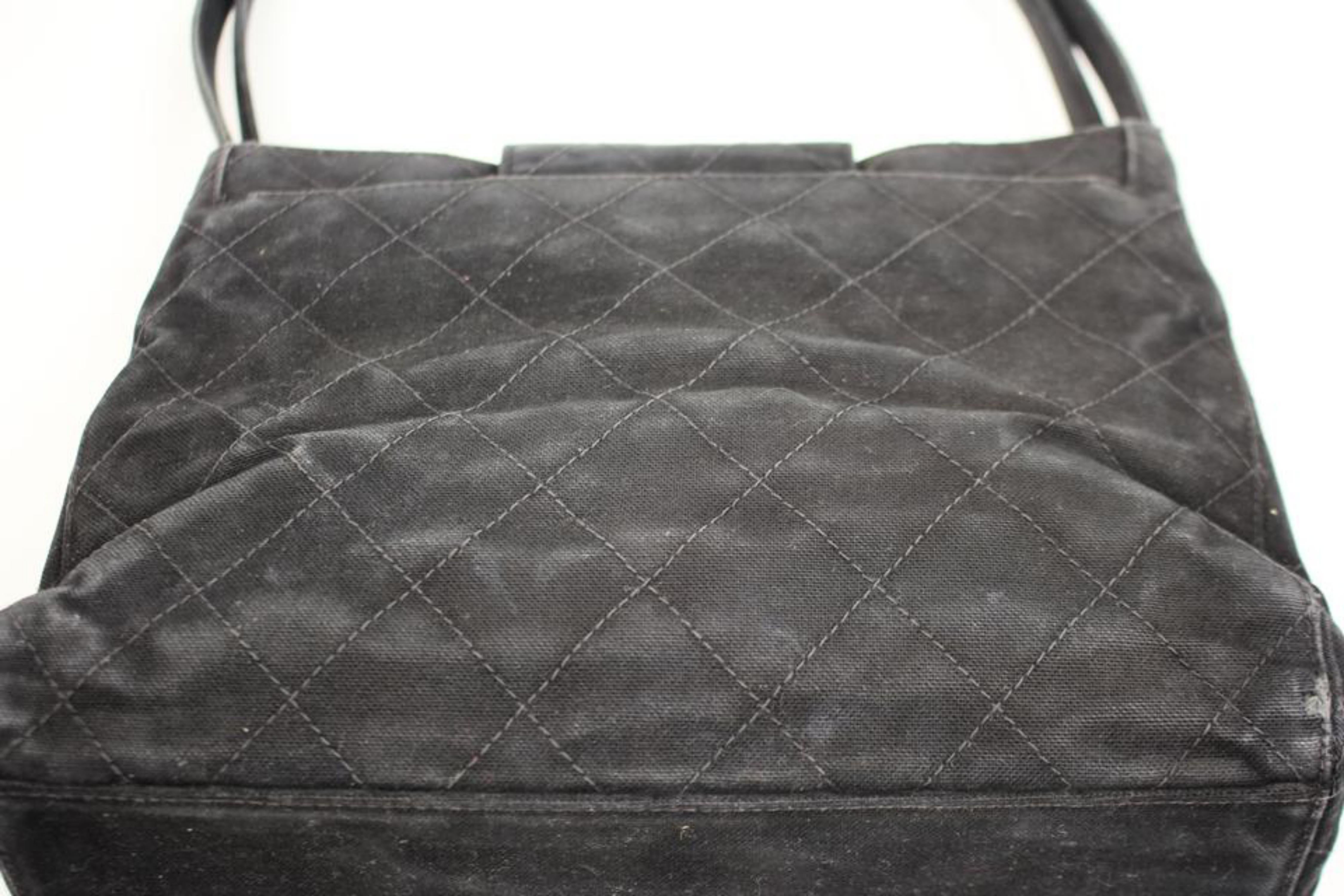 Chanel Hobo Quilted Ccty43 Black Canvas Shoulder Bag 4
