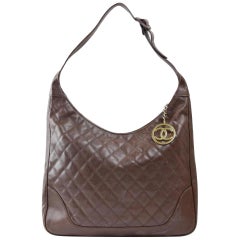 Vintage Chanel Hobo ( Ultra Rare ) Quilted Caviar 101402 Brown Leather Shoulder Bag