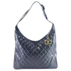 Vintage Chanel Hobo XL Quilted 220699 Black Leather Shoulder Bag