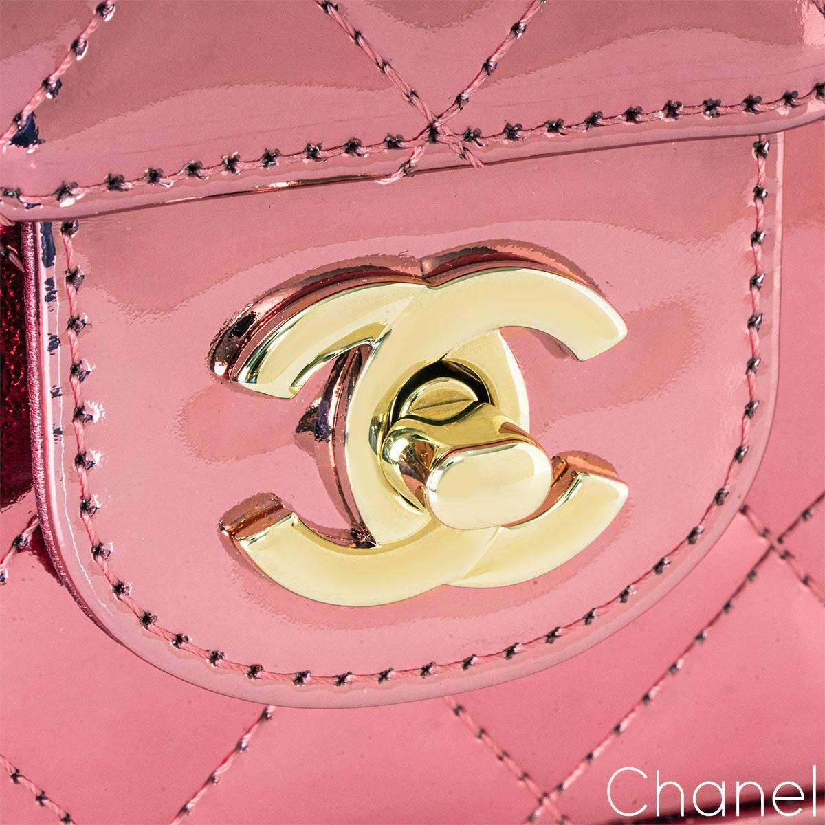 Women's Chanel Hollywood Boulevard Flap With Coin Purse in Mirror Metallic Pink Calfskin For Sale