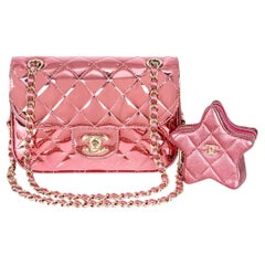 Chanel Hollywood Boulevard Flap With Coin Purse in Mirror Metallic Pink Calfskin