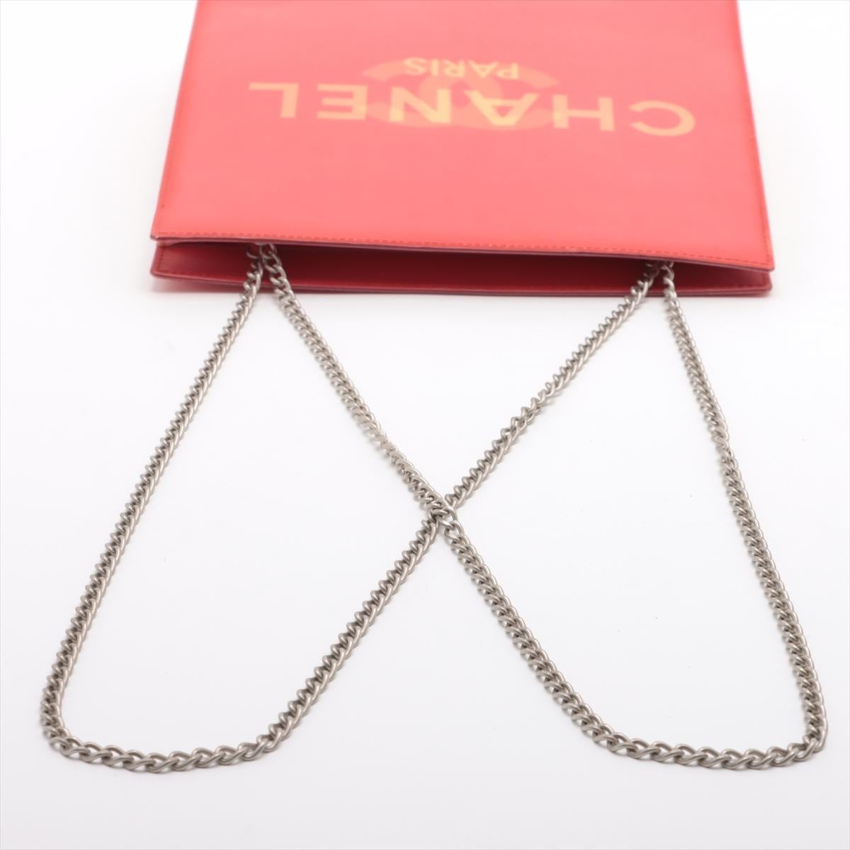 Chanel Hologram CC Logo Chain Tote Bag Red 2