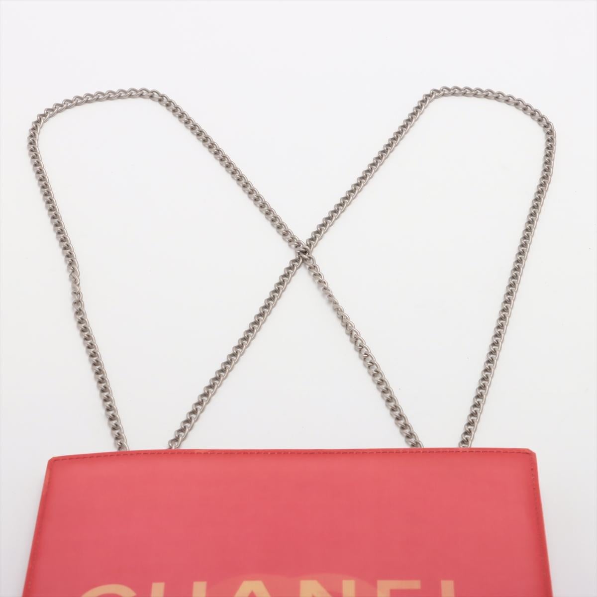 Chanel Hologram CC Logo Chain Tote Bag Red 3