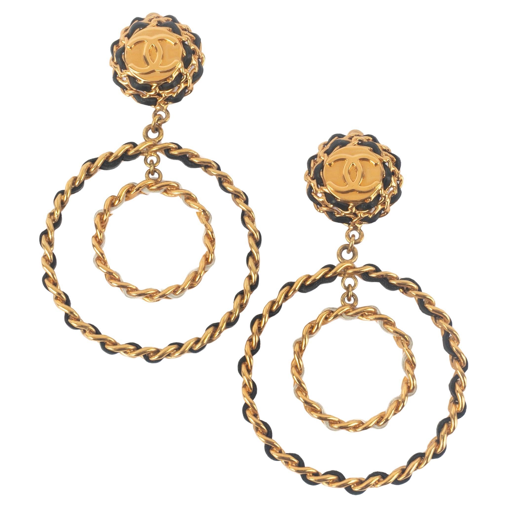 Chanel hoop earrings 1993 For Sale