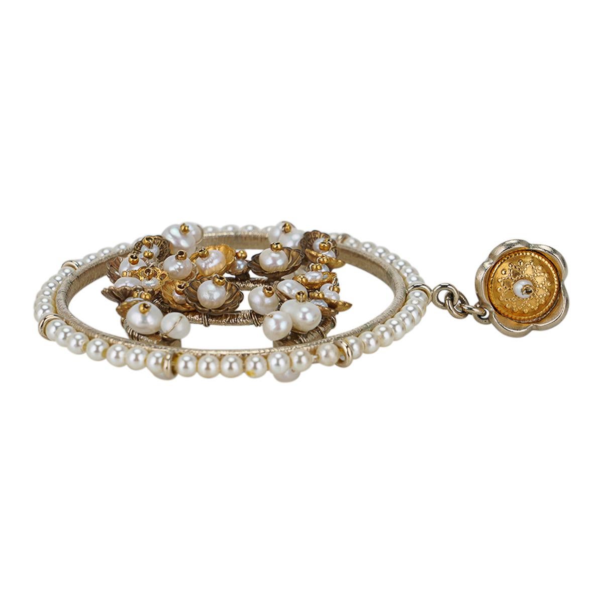 Women's Chanel Hoop Faux Pearl CC Earrings A18
