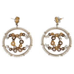 Chanel Hoop Faux Pearl CC Earrings A18