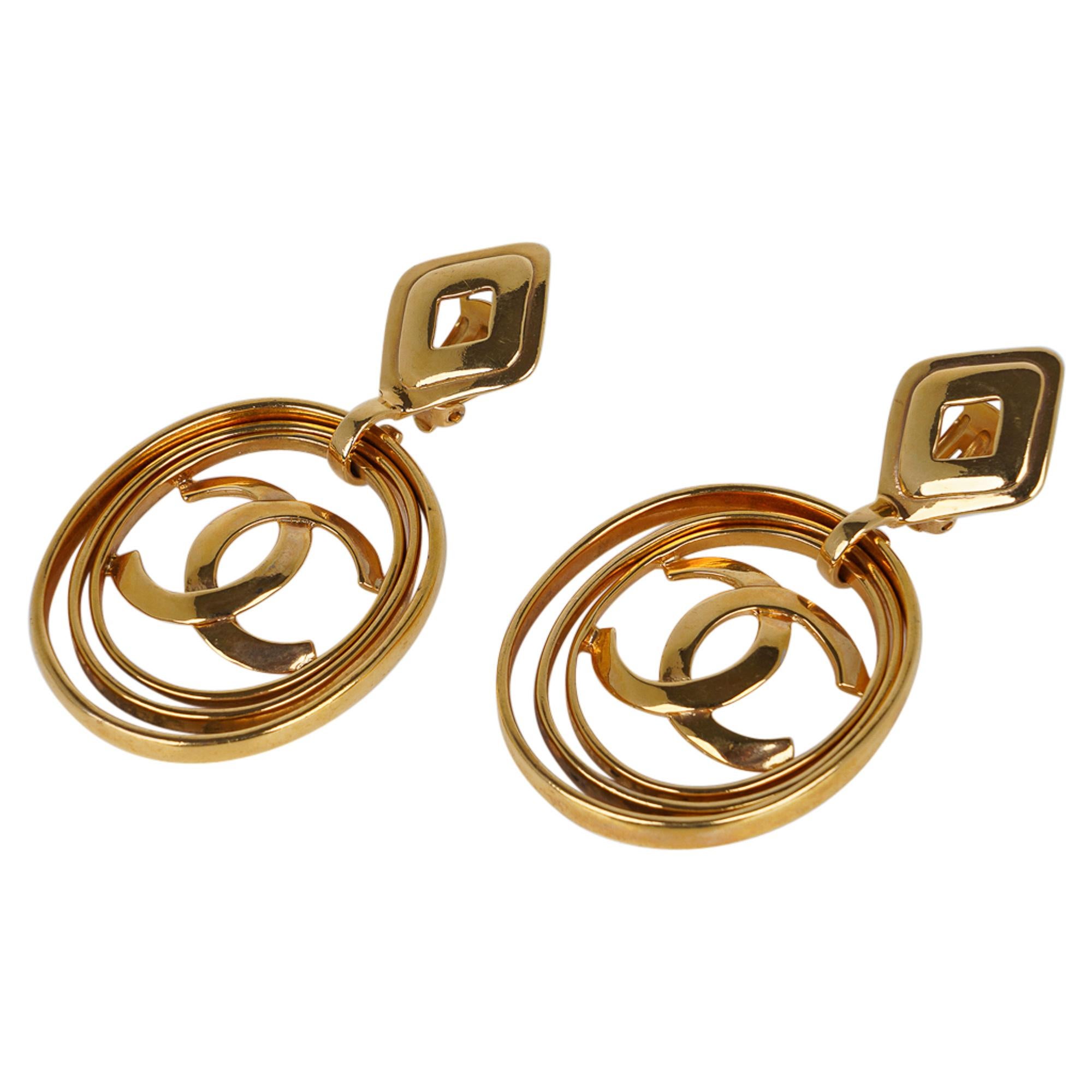 Chanel Hoop Vintage Earrings Worn 3 Ways Bold and Fabulous Rare For Sale 2