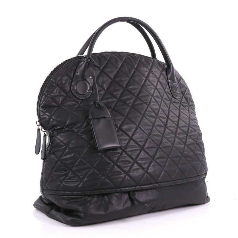 Black Chanel Horizontal Sport Weekender Bag Quilted Coated Canvas XL