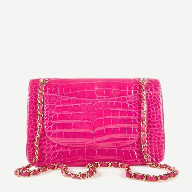 Chanel Hot Pink Alligator Jumbo Double Flap Bag No. 22586821 at