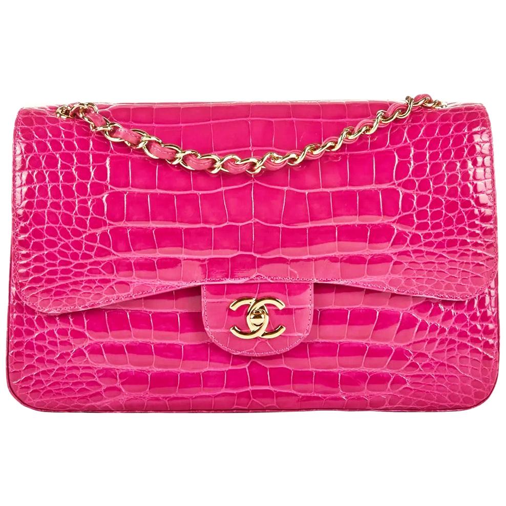 Chanel - Authenticated Timeless/Classique Handbag - Alligator Pink Crocodile for Women, Never Worn
