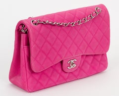 Chanel Hot Pink Caviar Double Flap Bag