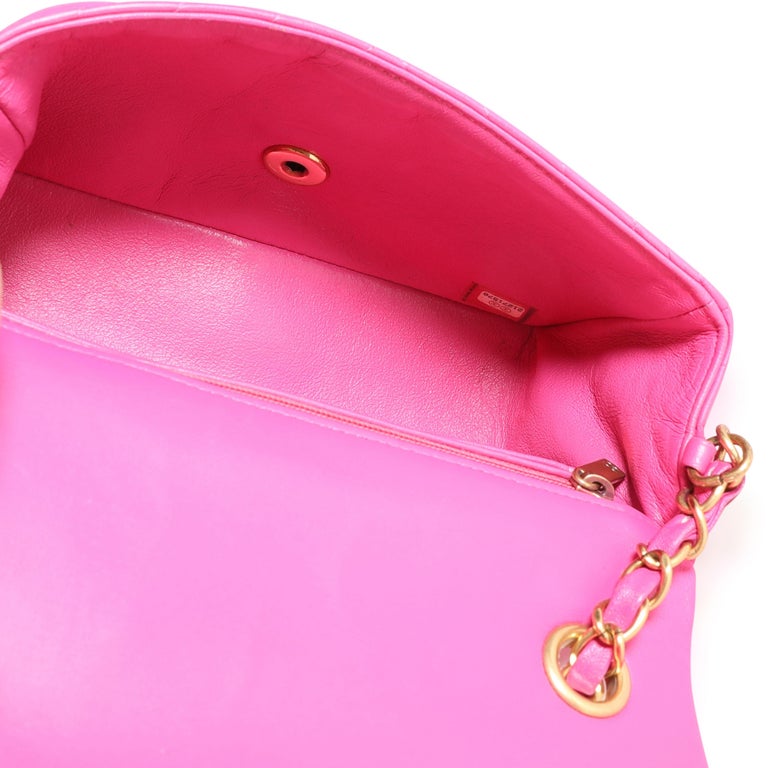 Chanel Hot Pink Chevron Quilted Lambskin Mini Rectangular Flap Bag For ...