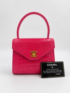 Chanel Hot Pink Crocodile Top Handle Bag