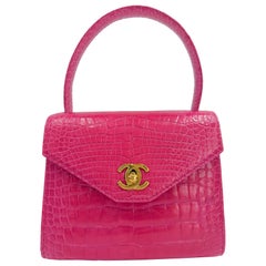 Chanel Hot Pink Crocodile Top Handle Bag