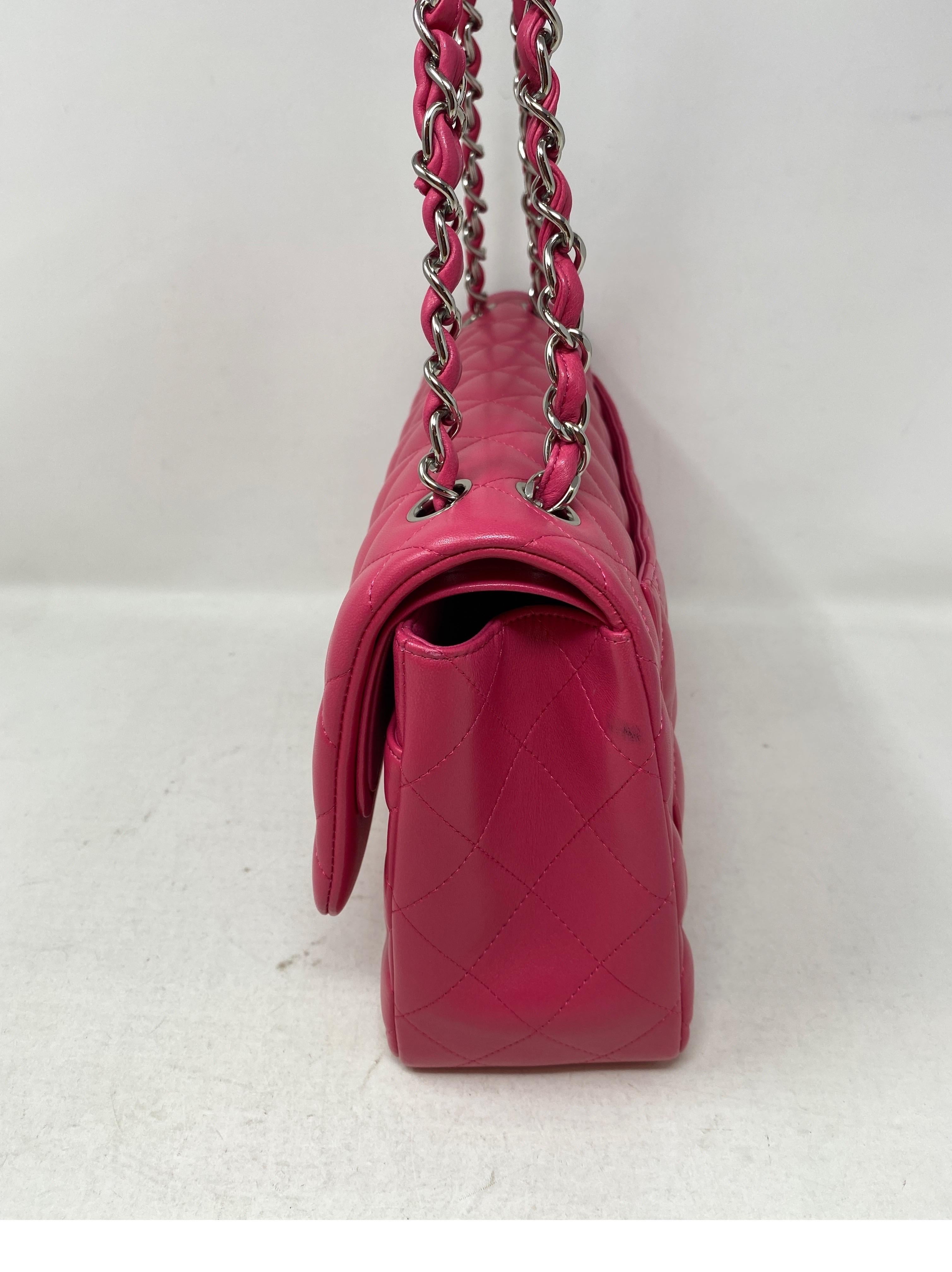 Chanel Hot Pink Jumbo Lambskin Bag  3