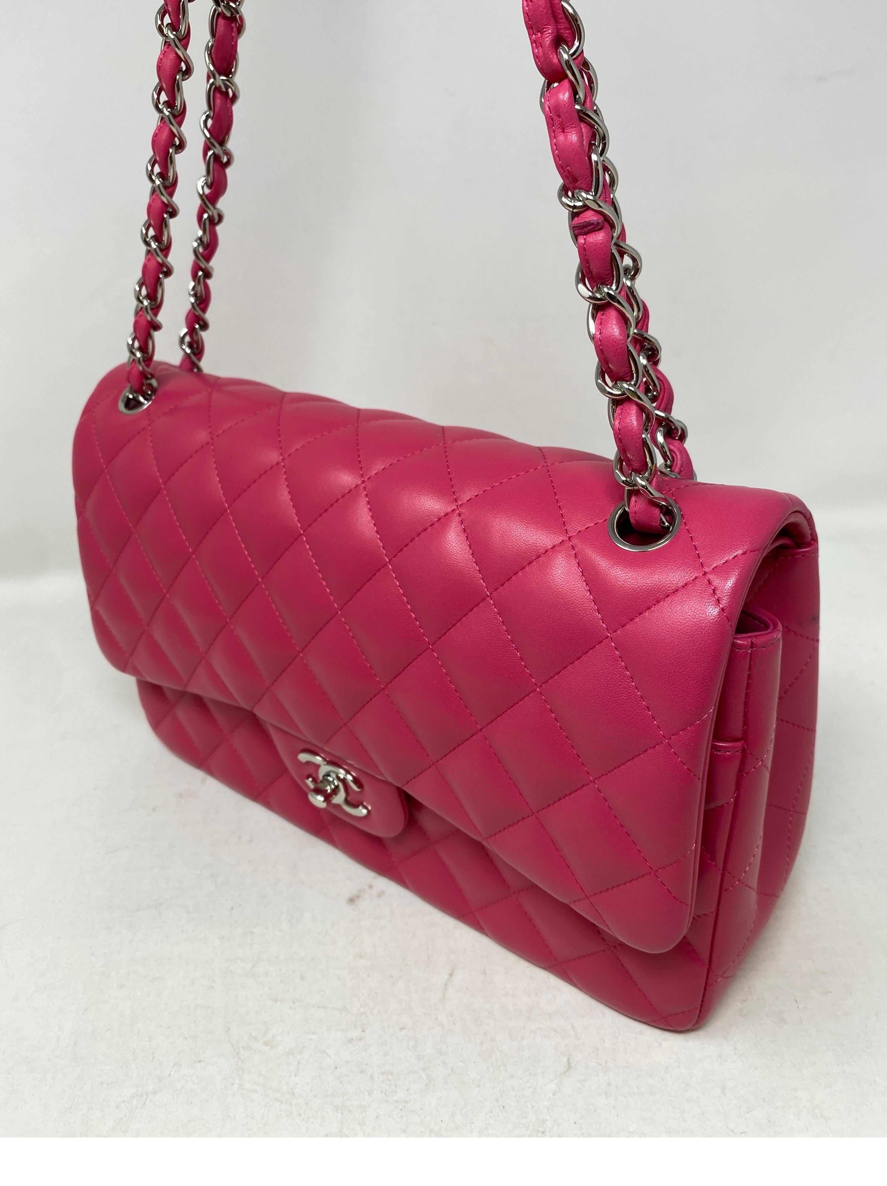 Chanel Hot Pink Jumbo Lambskin Bag  4