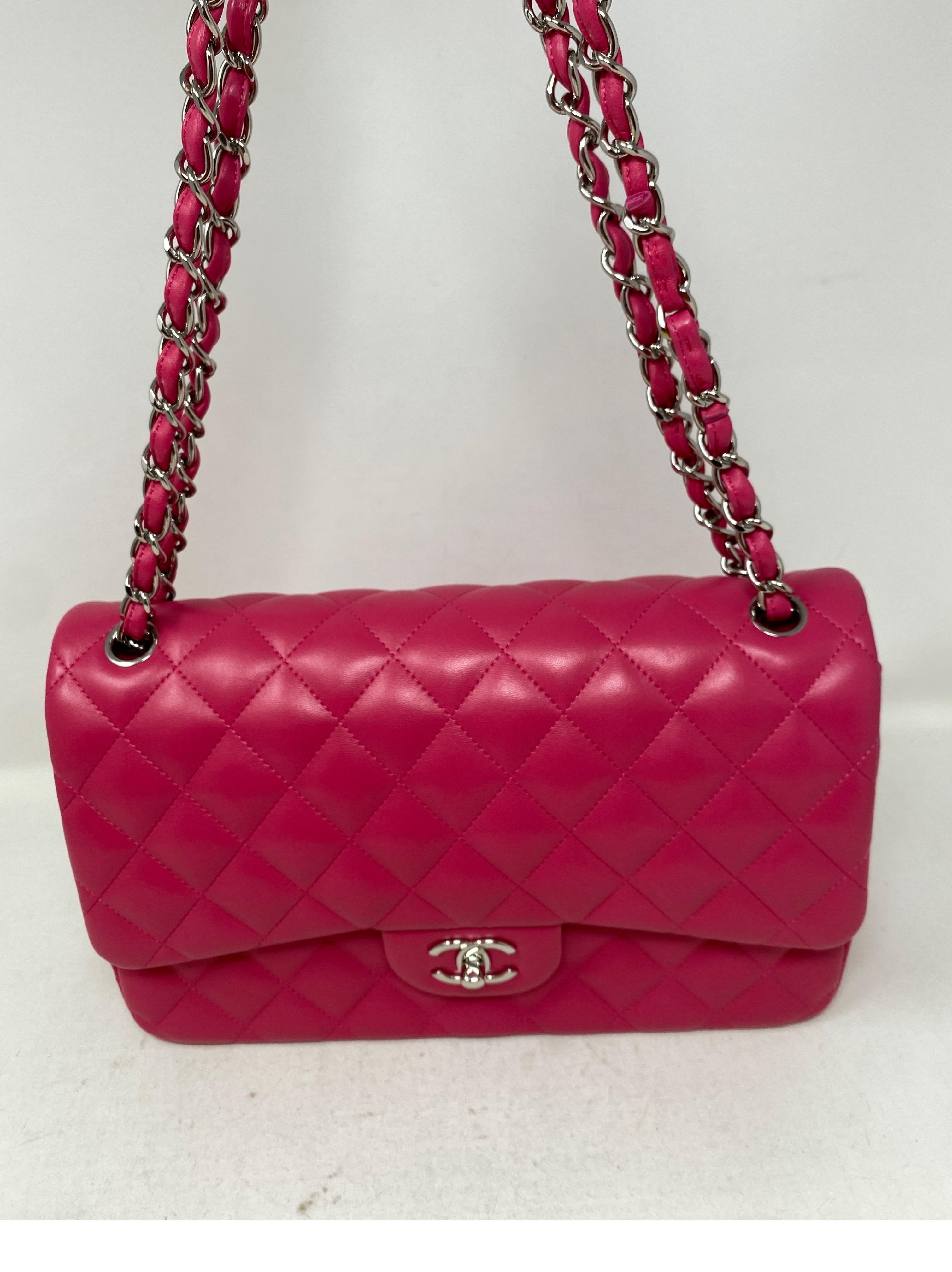 Chanel Hot Pink Jumbo Lambskin Bag  5