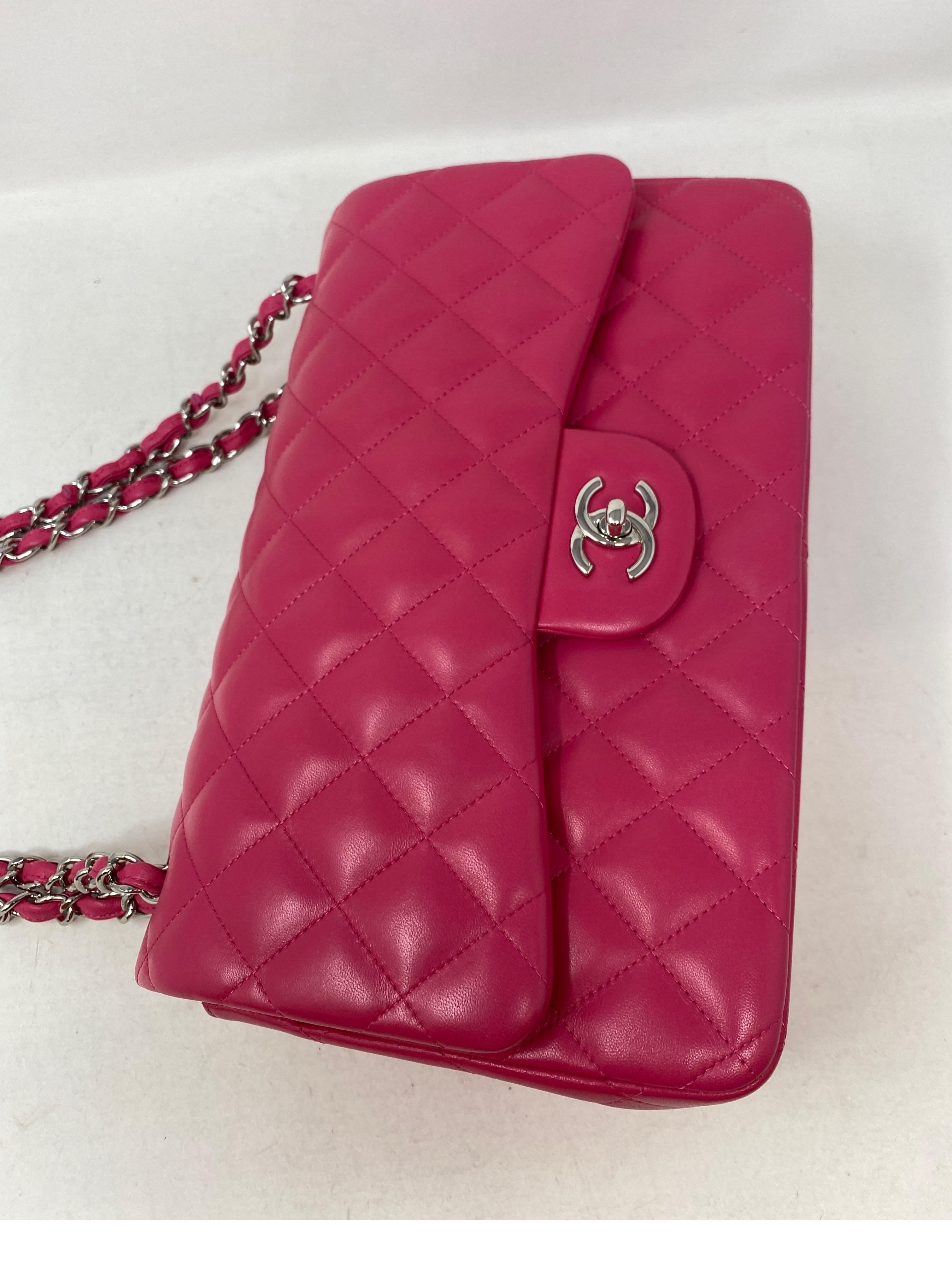 Chanel Hot Pink Jumbo Lambskin Bag  7