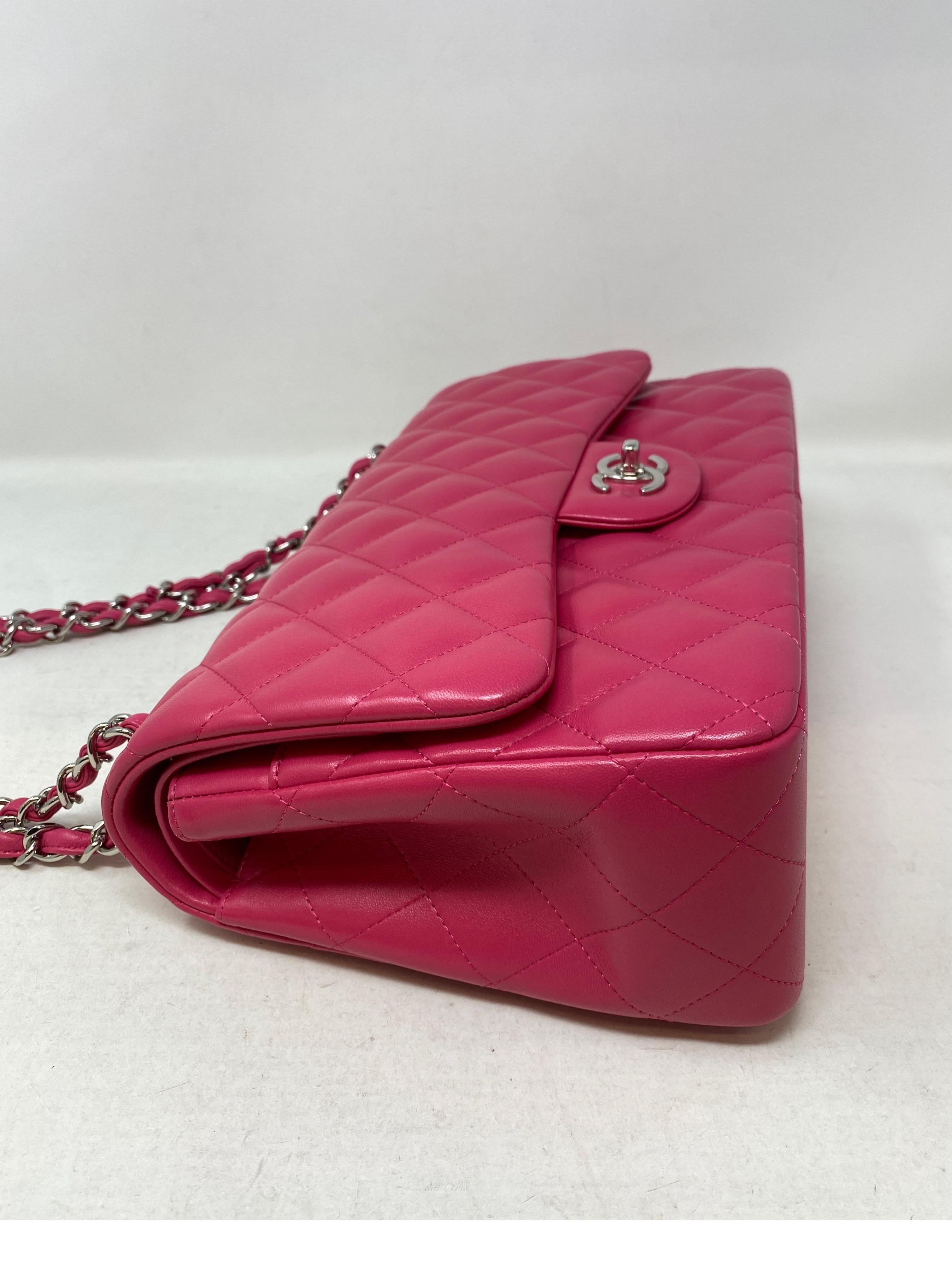 Chanel Hot Pink Jumbo Lambskin Bag  8