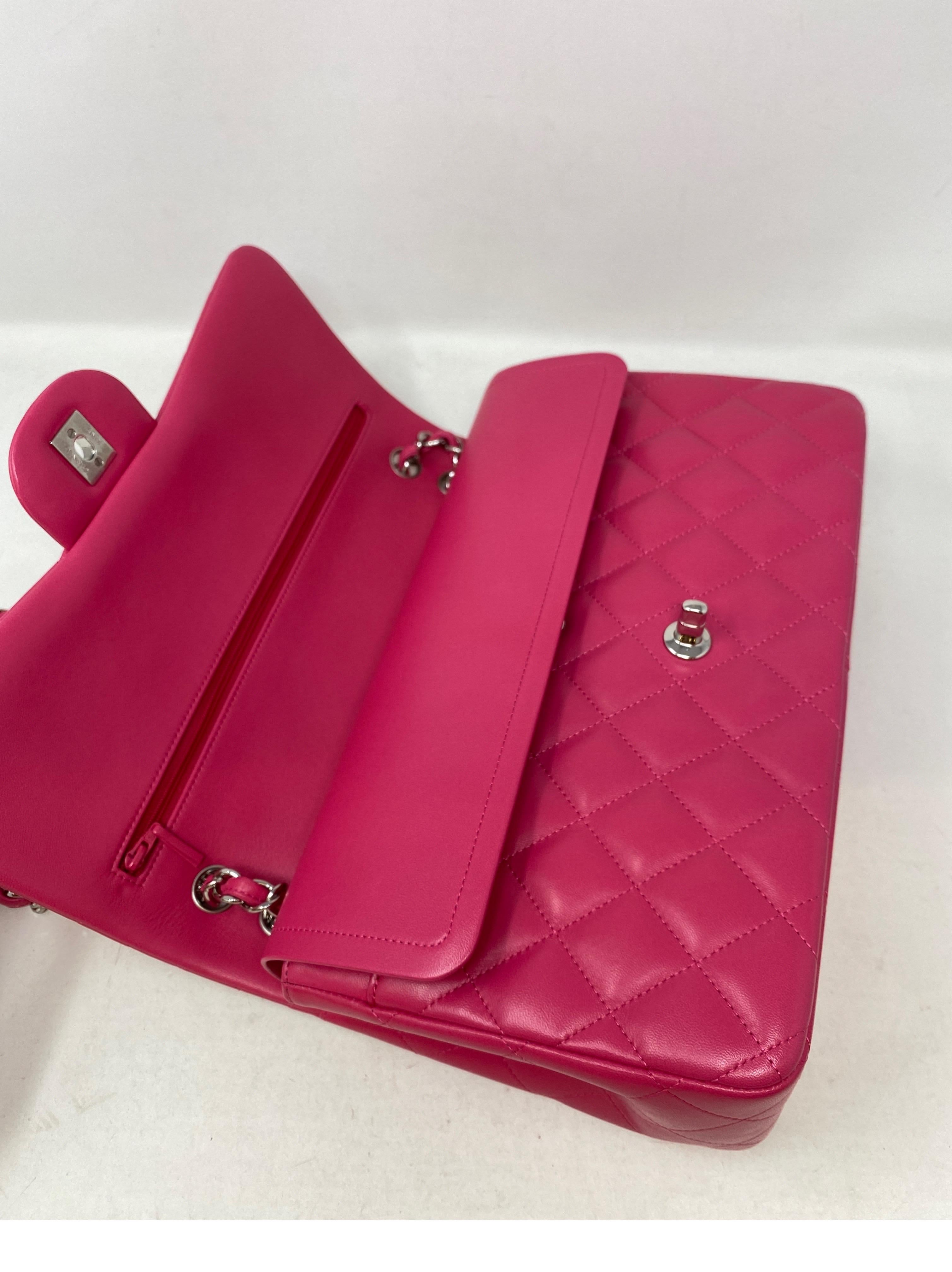 Chanel Hot Pink Jumbo Lambskin Bag  9