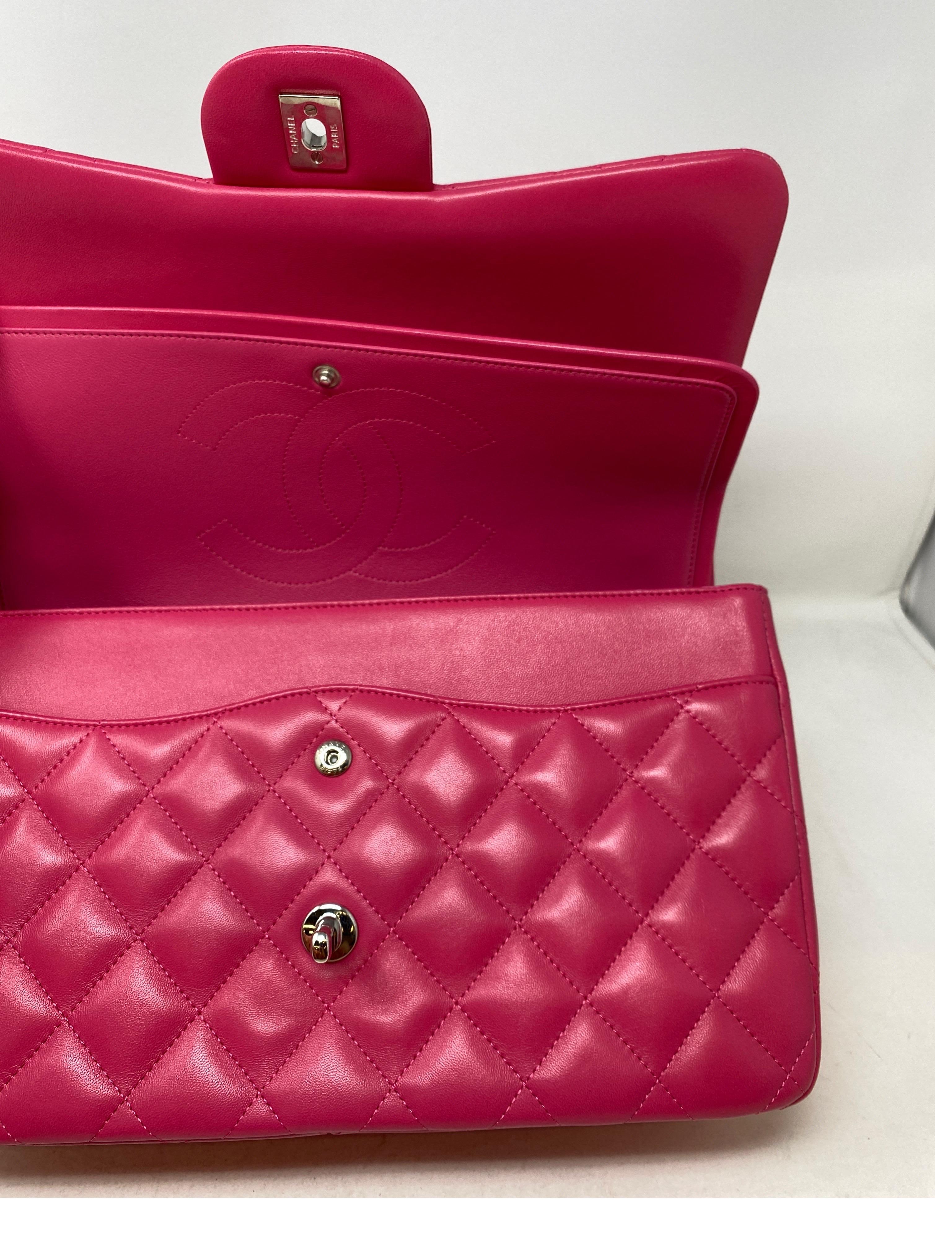 Chanel Hot Pink Jumbo Lambskin Bag  10