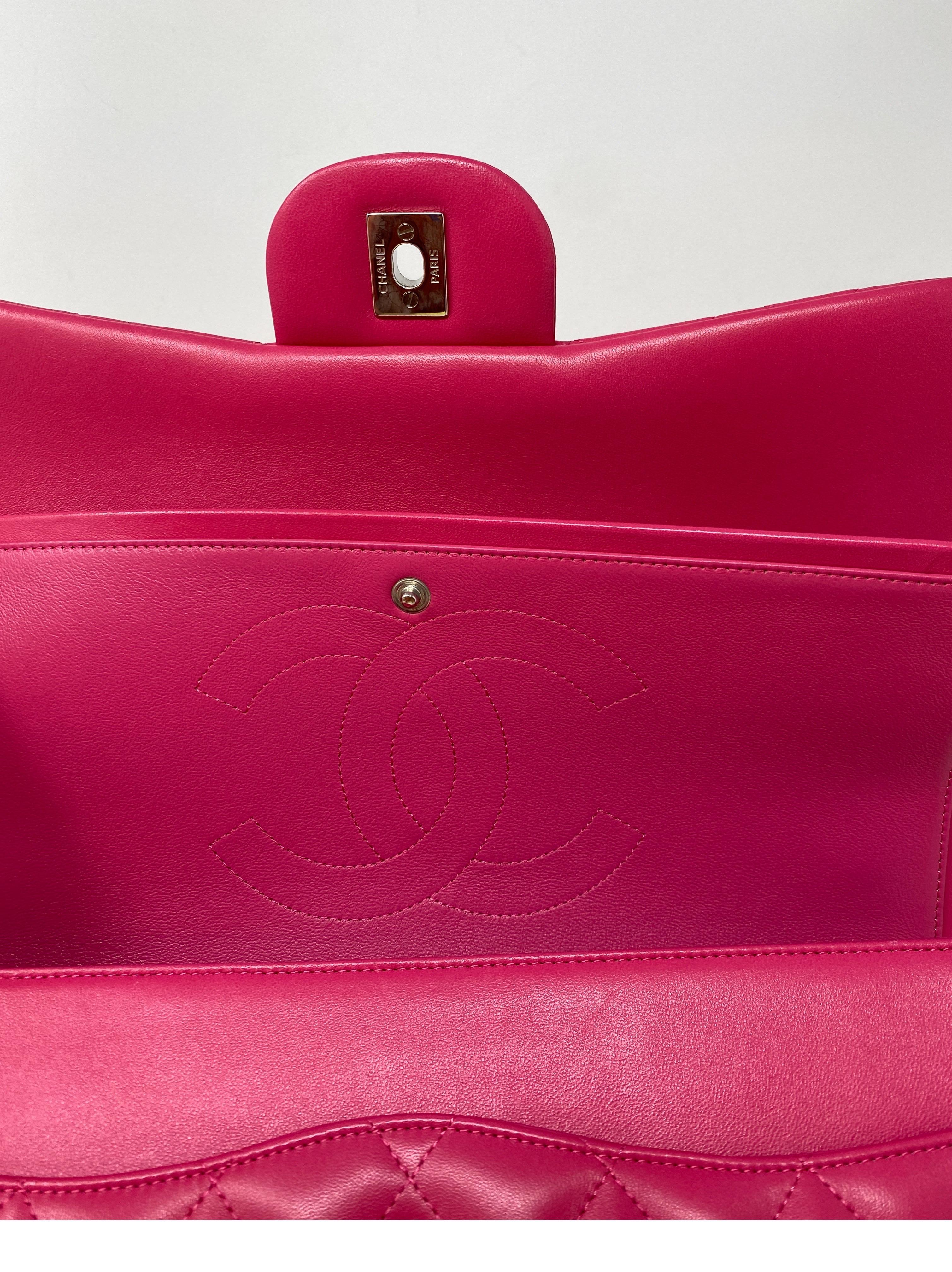 Chanel Hot Pink Jumbo Lambskin Bag  11
