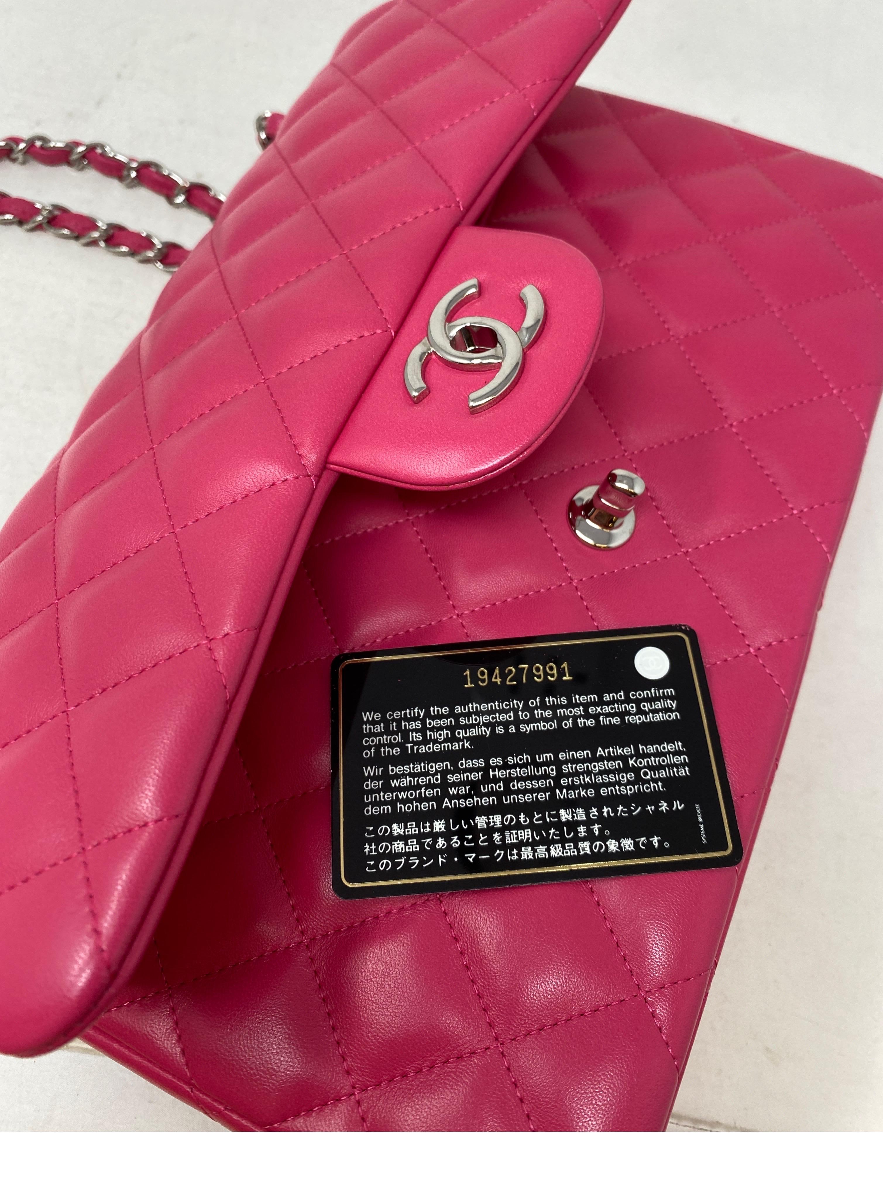 Chanel Hot Pink Jumbo Lambskin Bag  13