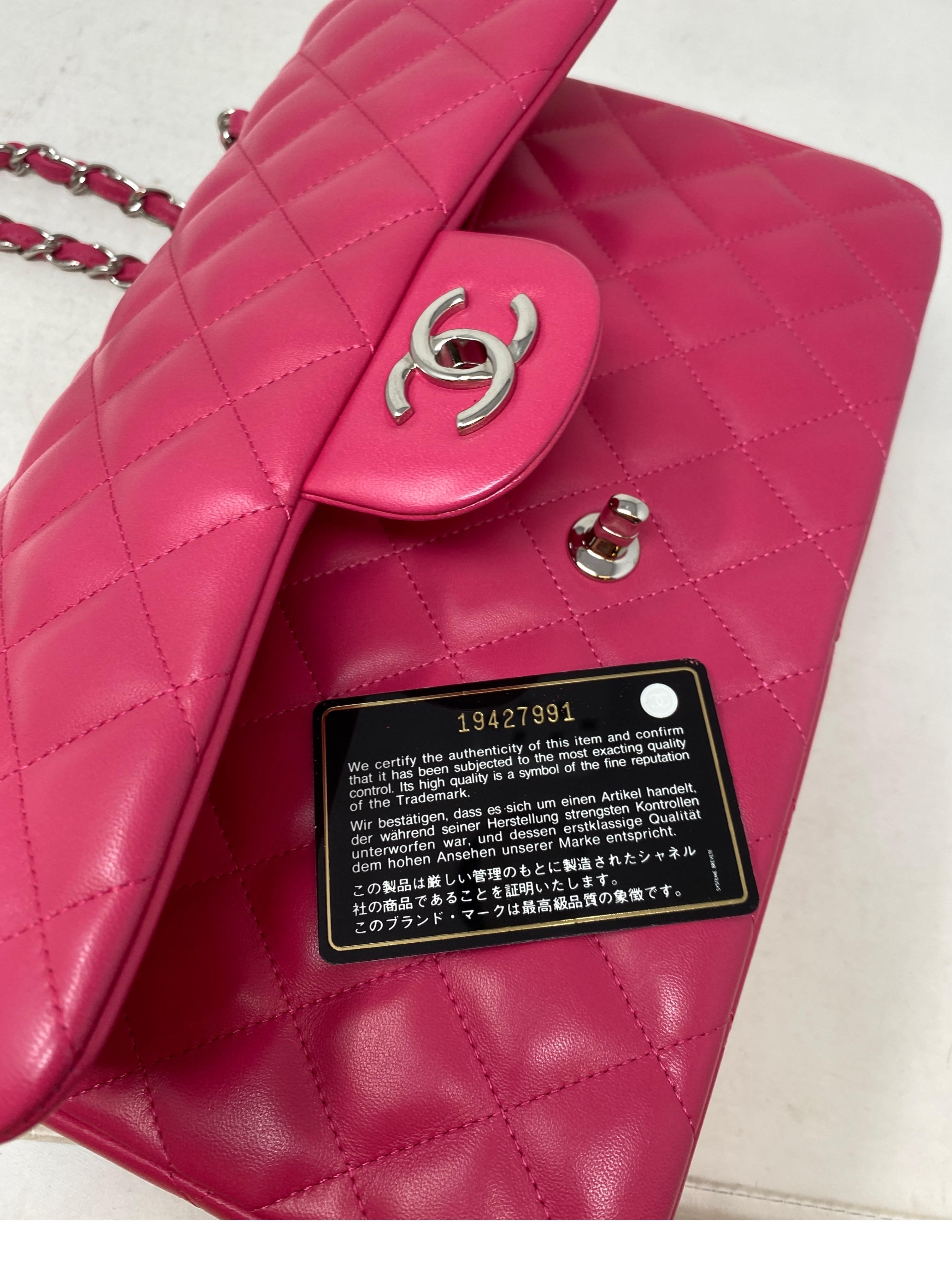 Chanel Hot Pink Jumbo Lambskin Bag  14