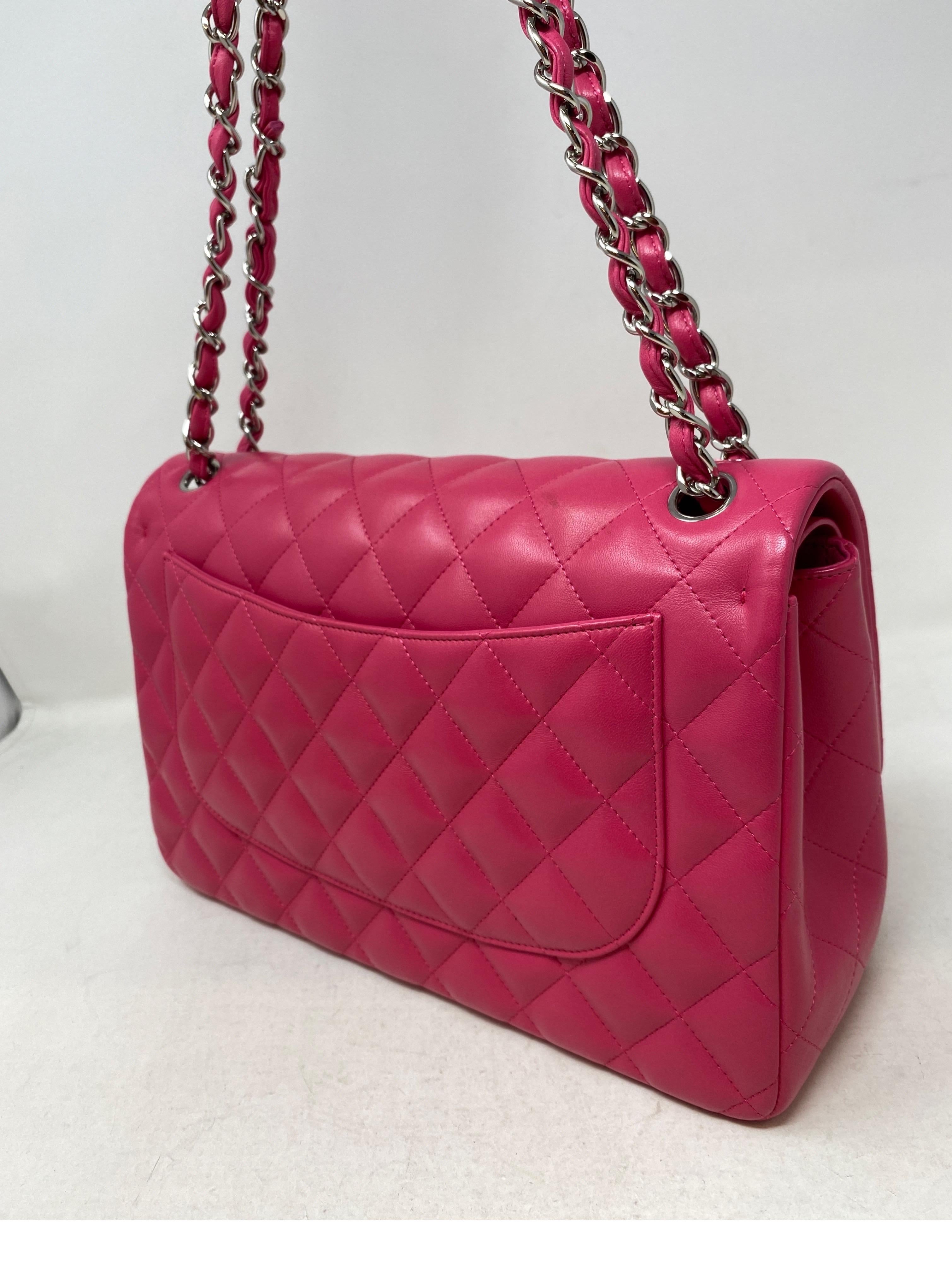 Chanel Hot Pink Jumbo Lambskin Bag  In Good Condition In Athens, GA