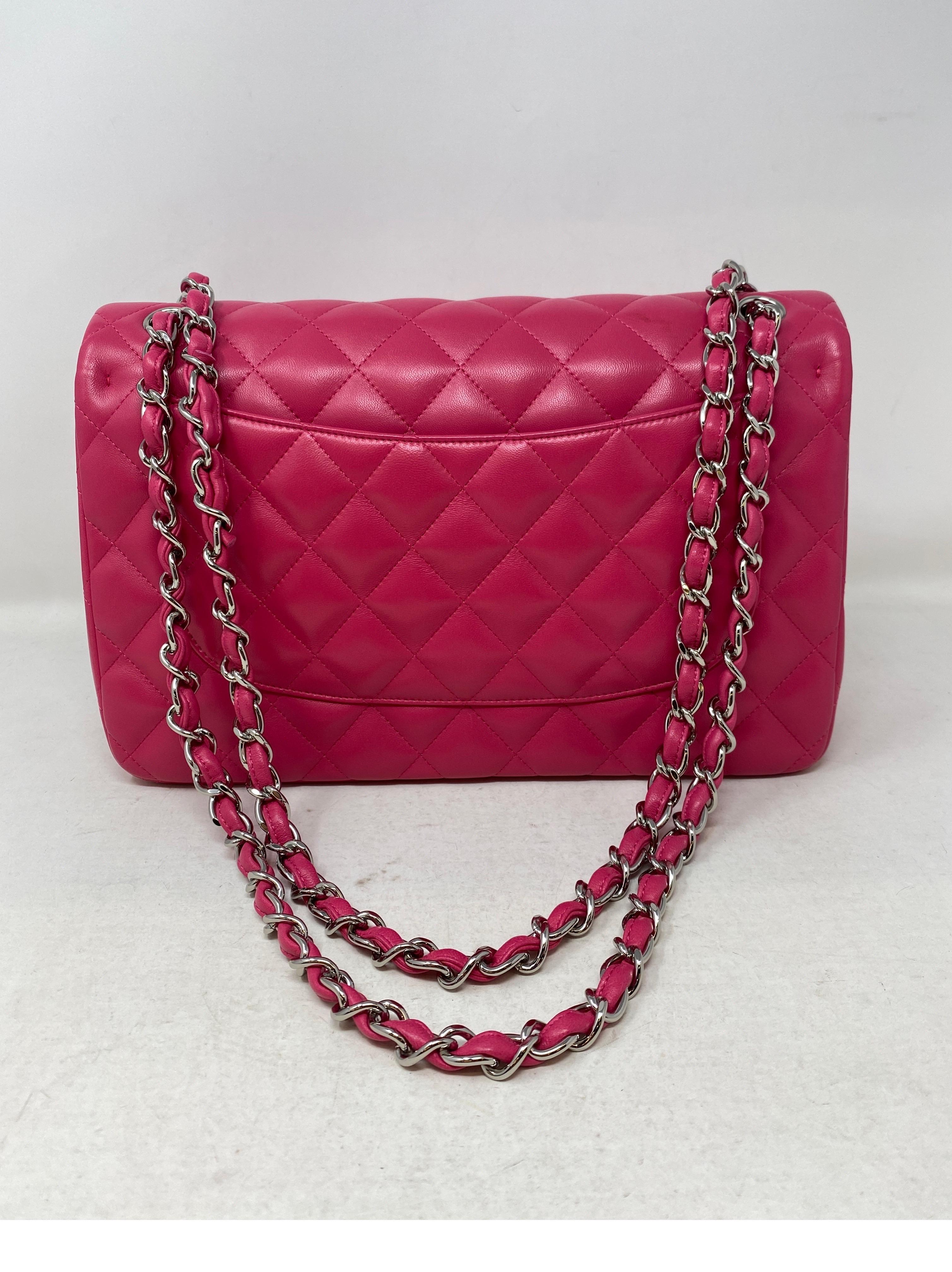 Chanel Hot Pink Jumbo Lambskin Bag  1