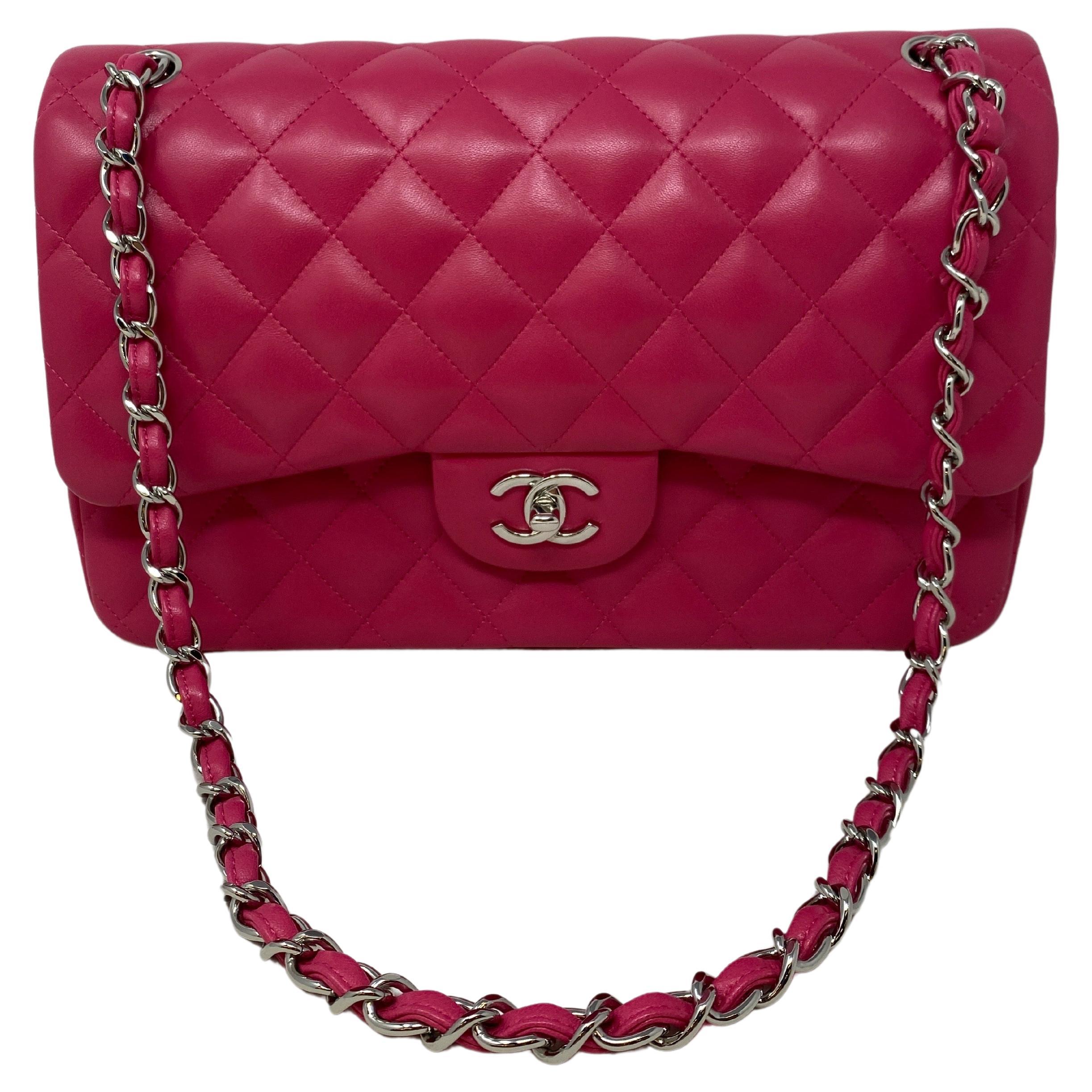 Chanel Hot Pink Jumbo Lambskin Bag at 1stDibs  hot pink chanel bag, chanel  hot pink bag, chanel jumbo lambskin